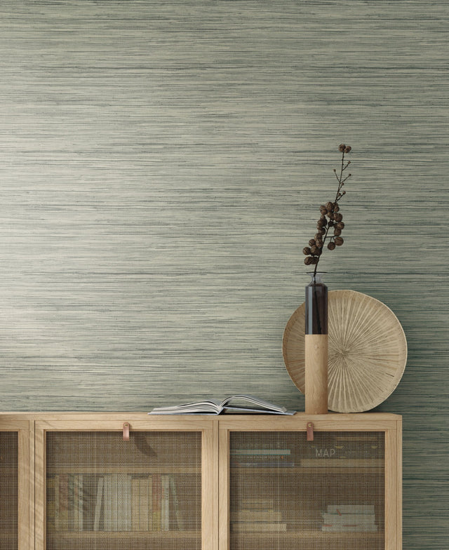 Bahia Grass Grey Peel & Stick Wallpaper with Weaves Motif - York PSW1138RL