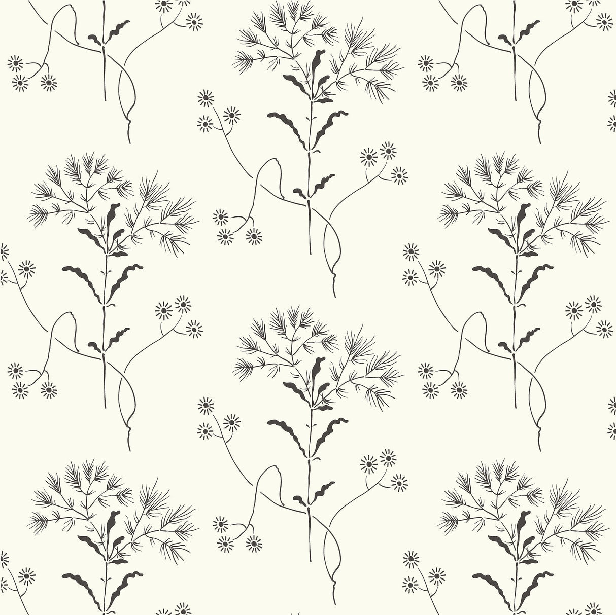 Magnolia Home Wildflower Black & White Peel & Stick Wallpaper with Floral Botanical Pattern - York PSW1153RL