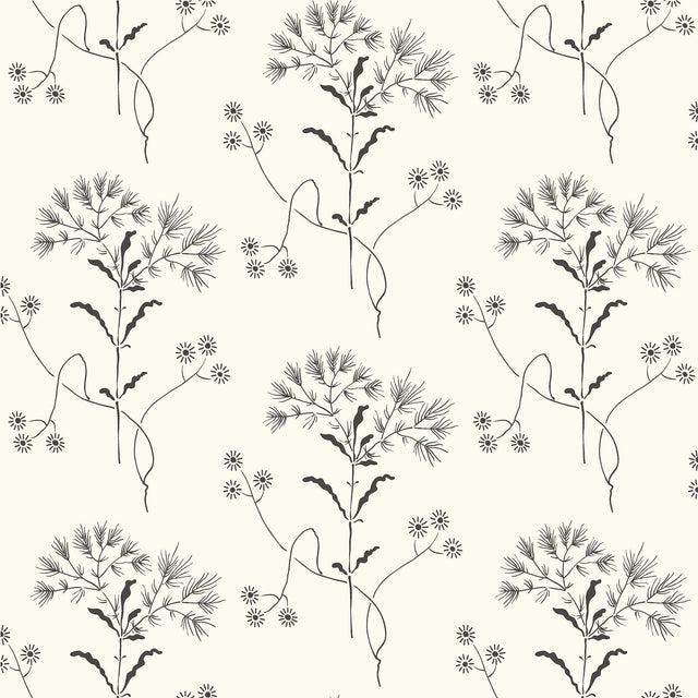 Magnolia Home Wildflower Black & White Peel & Stick Wallpaper with Floral Botanical Pattern - York PSW1153RL