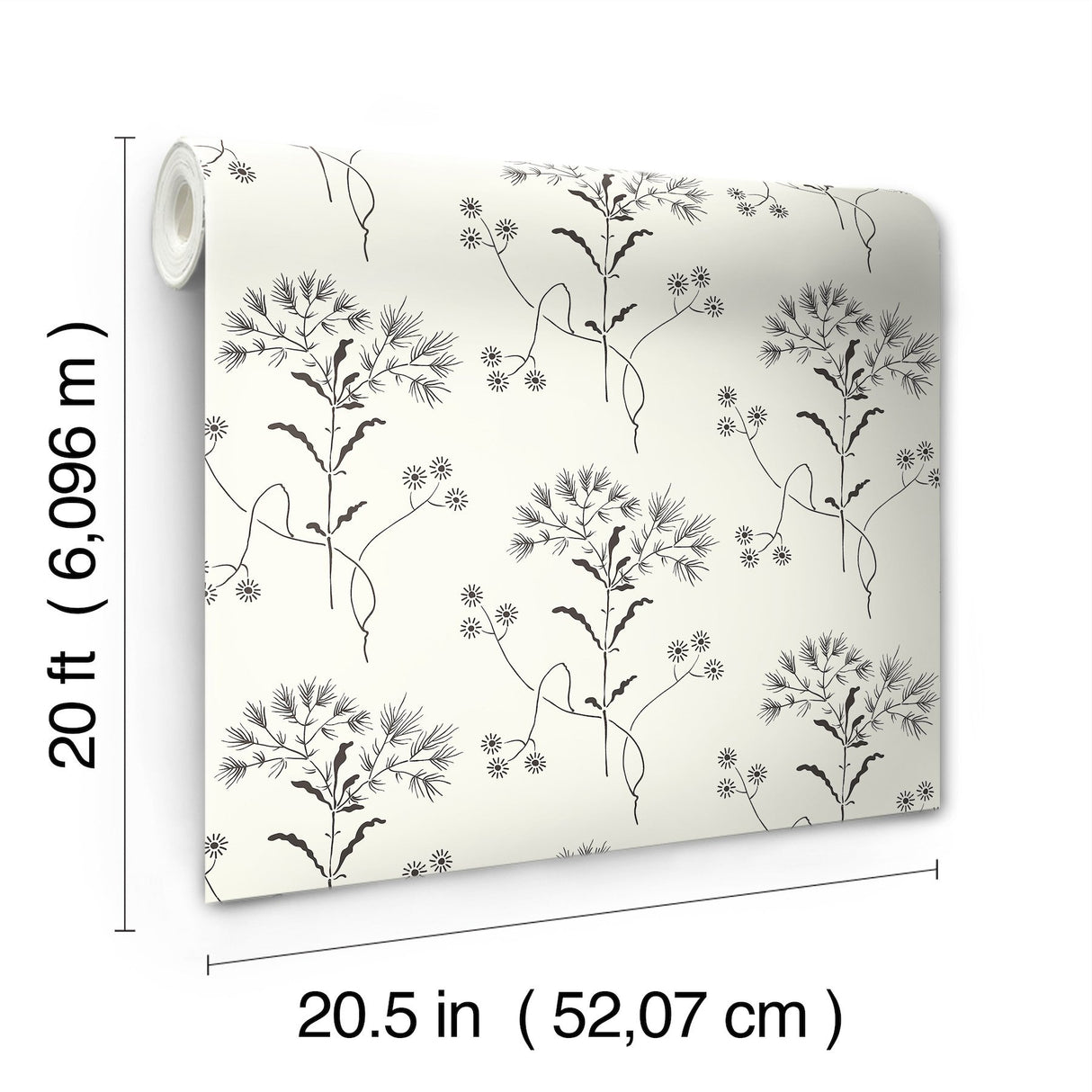 Magnolia Home Wildflower Black & White Peel & Stick Wallpaper with Floral Botanical Pattern - York PSW1153RL