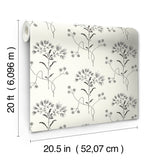 Magnolia Home Wildflower Black & White Peel & Stick Wallpaper with Floral Botanical Pattern - York PSW1153RL