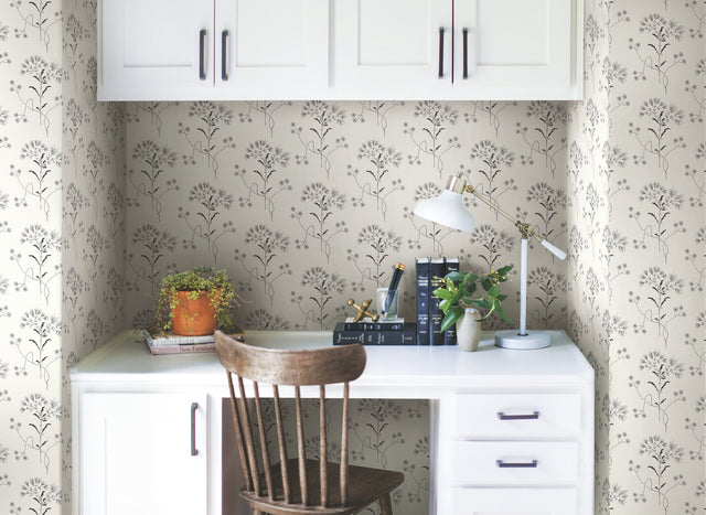 Magnolia Home Wildflower Black & White Peel & Stick Wallpaper with Floral Botanical Pattern - York PSW1153RL