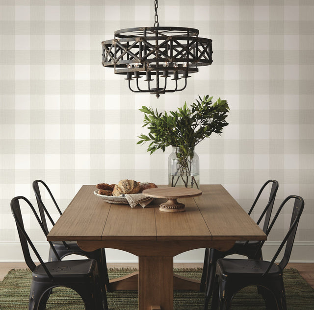 Magnolia Home Common Thread Green Peel & Stick Wallpaper with Buffalo Check Plaid - York PSW1155RL