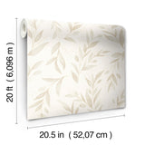 Magnolia Home Olive Branch Beige Peel & Stick Wallpaper with Botanical Farmhouse Style - York PSW1158RL