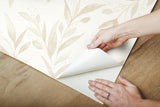 Magnolia Home Olive Branch Beige Peel & Stick Wallpaper with Botanical Farmhouse Style - York PSW1158RL