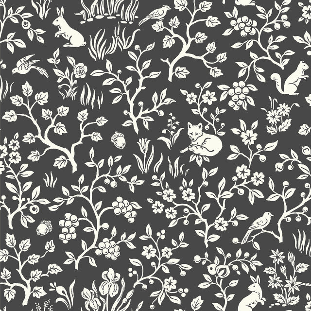 Magnolia Home Fox & Hare Black Peel & Stick Wallpaper