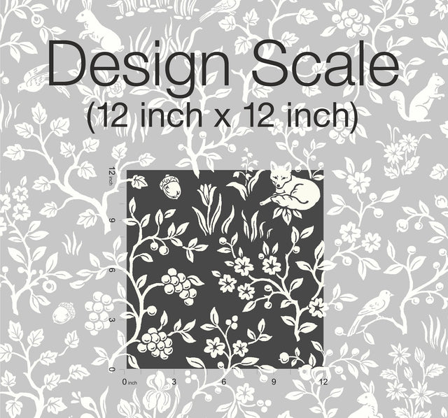 Magnolia Home Fox & Hare Black Peel & Stick Wallpaper