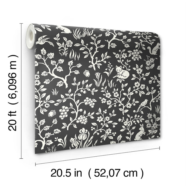 Magnolia Home Fox & Hare Black Peel & Stick Wallpaper