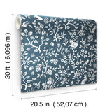 Magnolia Home Fox & Hare Navy Peel & Stick Wallpaper with Whimsical Woodland Animal Toile Pattern - York PSW1166RL