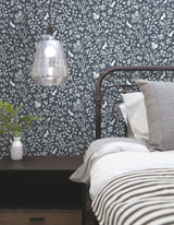Magnolia Home Fox & Hare Navy Peel & Stick Wallpaper with Whimsical Woodland Animal Toile Pattern - York PSW1166RL