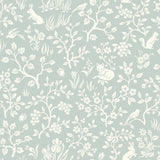 Magnolia Home Fox & Hare Green Peel & Stick Wallpaper with Folklore Animal Motif - York PSW1167RL