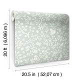 Magnolia Home Fox & Hare Green Peel & Stick Wallpaper with Folklore Animal Motif - York PSW1167RL