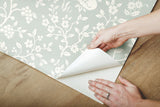 Magnolia Home Fox & Hare Green Peel & Stick Wallpaper with Folklore Animal Motif - York PSW1167RL
