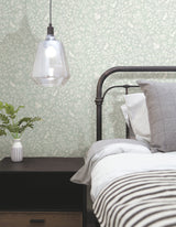 Magnolia Home Fox & Hare Green Peel & Stick Wallpaper with Folklore Animal Motif - York PSW1167RL