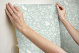 Magnolia Home Fox & Hare Green Peel & Stick Wallpaper with Folklore Animal Motif - York PSW1167RL