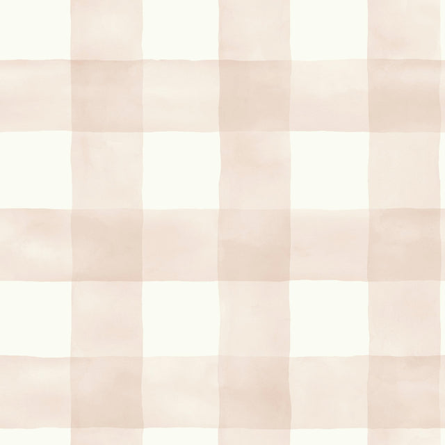 Magnolia Home Watercolor Check Pink Peel & Stick Wallpaper with Plaid Watercolor Motif - York PSW1170RL