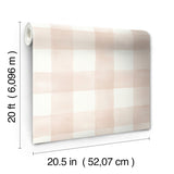 Magnolia Home Watercolor Check Pink Peel & Stick Wallpaper with Plaid Watercolor Motif - York PSW1170RL