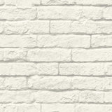 Brick & Mortar White Peel & Stick Wallpaper with Textured Brick Pattern - York PSW1174RL