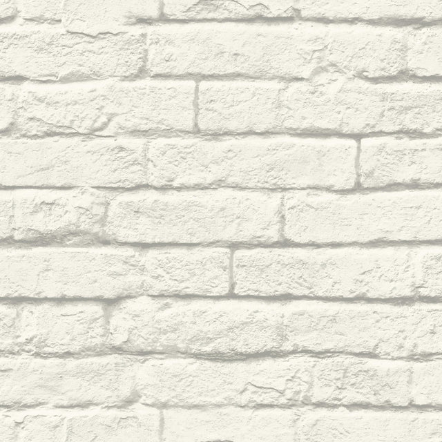 Brick & Mortar White Peel & Stick Wallpaper with Textured Brick Pattern - York PSW1174RL