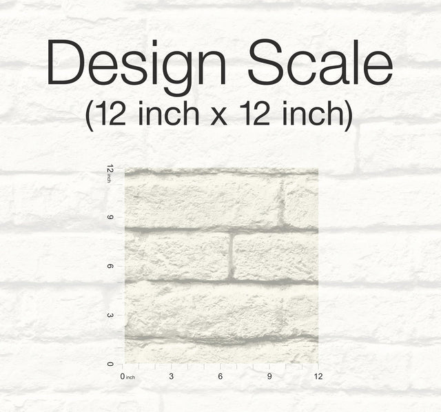 Brick & Mortar White Peel & Stick Wallpaper with Textured Brick Pattern - York PSW1174RL