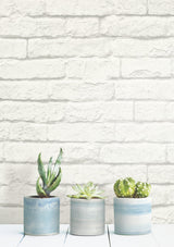 Brick & Mortar White Peel & Stick Wallpaper with Textured Brick Pattern - York PSW1174RL