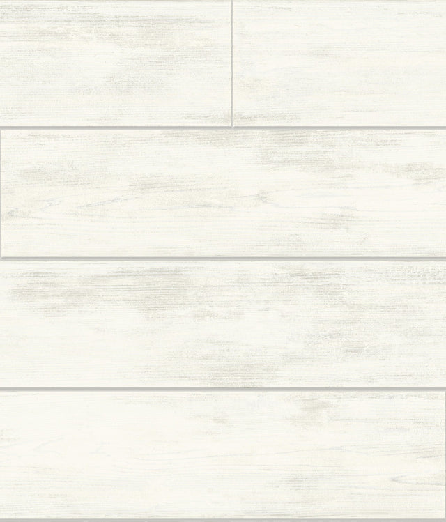 Magnolia Home Shiplap White Peel & Stick Wallpaper with Textured Wood Plank Look - York PSW1176RL