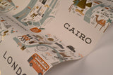 City Maps Mint Peel & Stick Wallpaper with Illustrated Travel City Map Pattern - York PSW1195RL