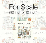 City Maps Mint Peel & Stick Wallpaper with Illustrated Travel City Map Pattern - York PSW1195RL