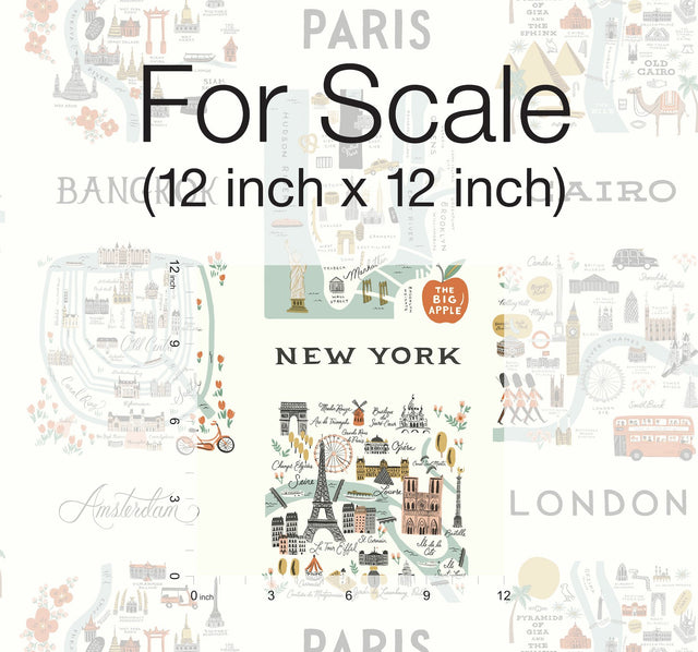 City Maps Mint Peel & Stick Wallpaper with Illustrated Travel City Map Pattern - York PSW1195RL