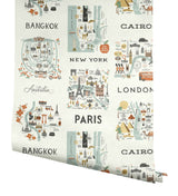 City Maps Mint Peel & Stick Wallpaper with Illustrated Travel City Map Pattern - York PSW1195RL