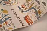 City Maps Blue & Red Premium Peel & Stick Wallpaper with Illustrated World City Map Pattern - York PSW1196RL
