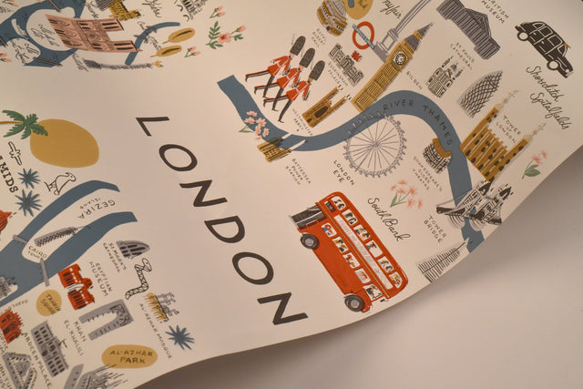 City Maps Blue & Red Premium Peel & Stick Wallpaper with Illustrated World City Map Pattern - York PSW1196RL