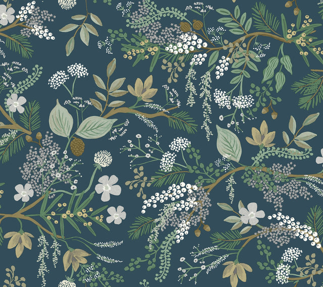 Juniper Forest Green Peel & Stick Wallpaper with Botanical Pattern - York PSW1197RL