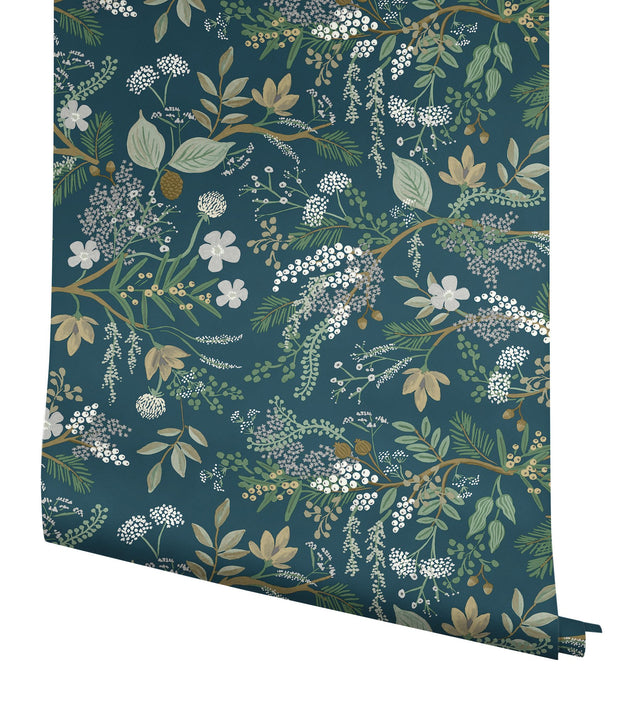 Juniper Forest Green Peel & Stick Wallpaper with Botanical Pattern - York PSW1197RL
