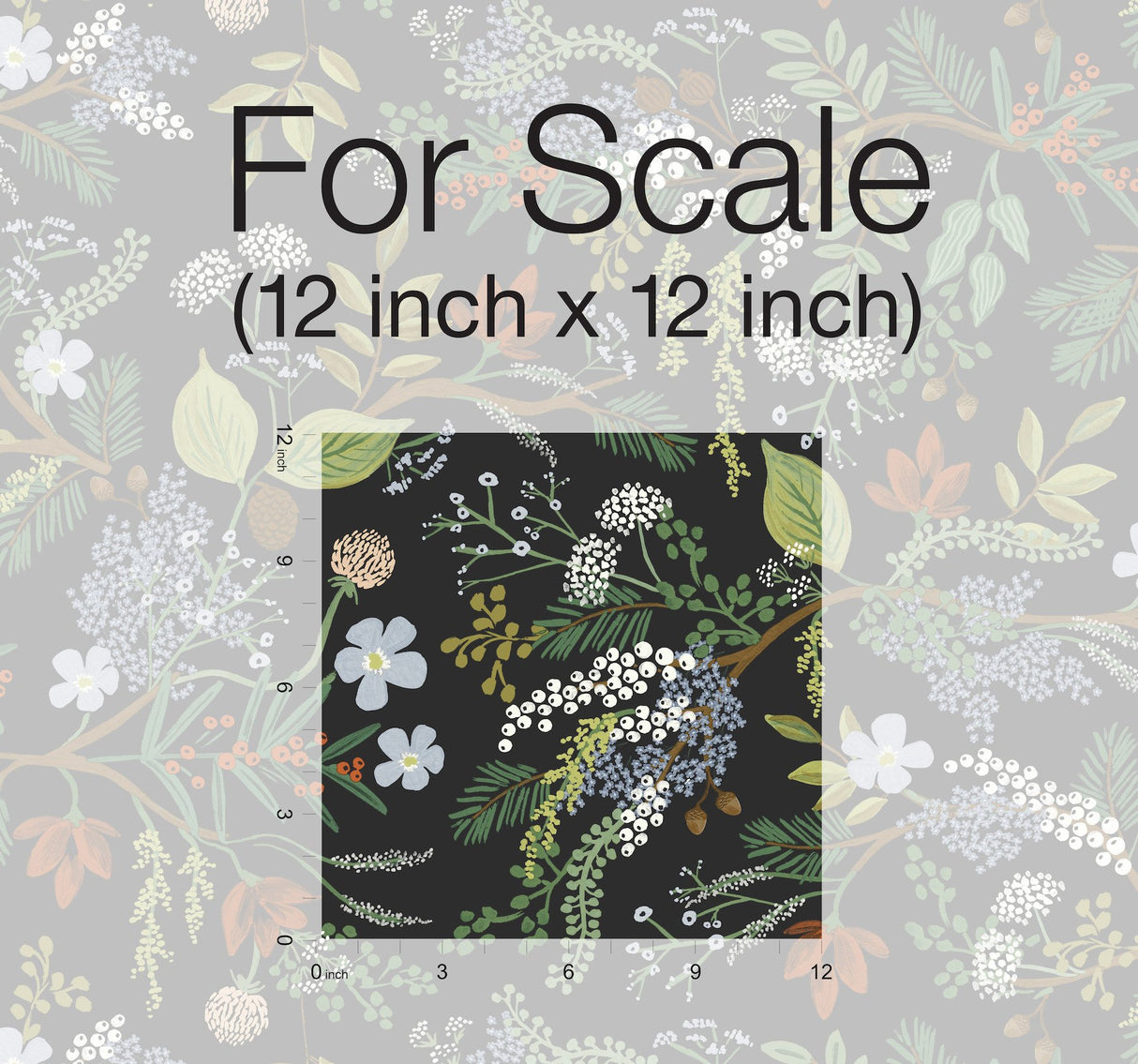 Juniper Forest Black Premium Peel & Stick Wallpaper with Botanical Woodland Motif - York PSW1198RL
