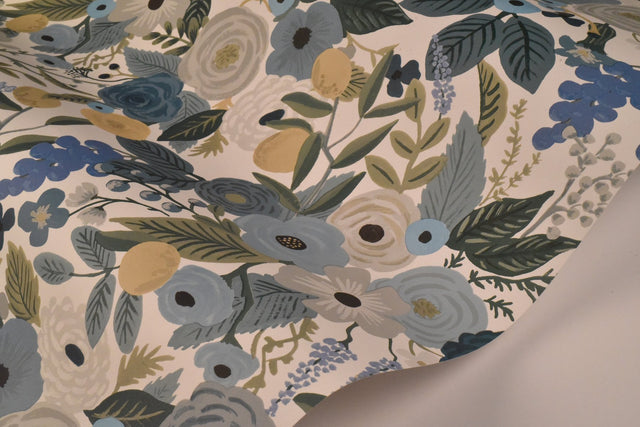 Garden Party Blue Premium Peel & Stick Wallpaper with Floral Botanical Pattern - York PSW1201RL