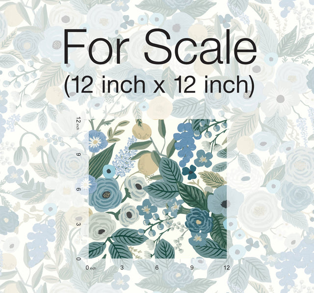 Garden Party Blue Premium Peel & Stick Wallpaper with Floral Botanical Pattern - York PSW1201RL