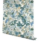 Garden Party Blue Premium Peel & Stick Wallpaper with Floral Botanical Pattern - York PSW1201RL