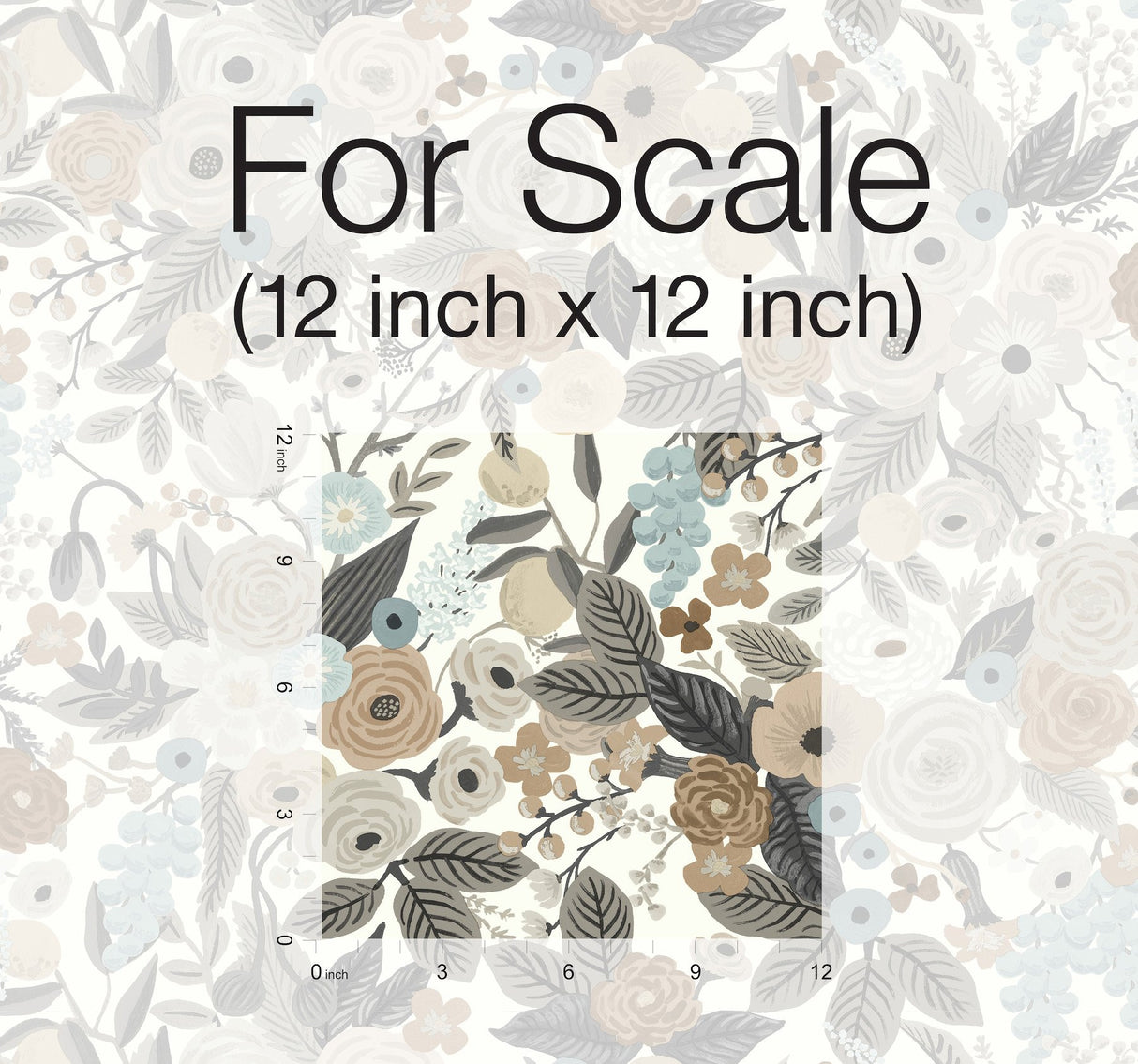 Garden Party Off White & Brown Peel & Stick Wallpaper with Bohemian Floral Pattern - York PSW1202RL