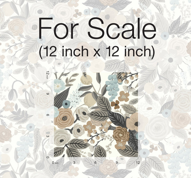 Garden Party Off White & Brown Peel & Stick Wallpaper with Bohemian Floral Pattern - York PSW1202RL