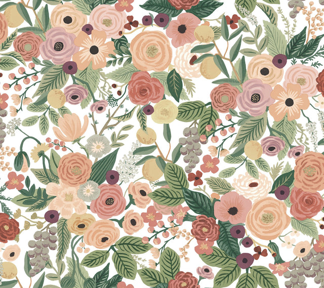 Garden Party Burgundy Peel & Stick Wallpaper with Floral Botanical Pattern - York PSW1203RL
