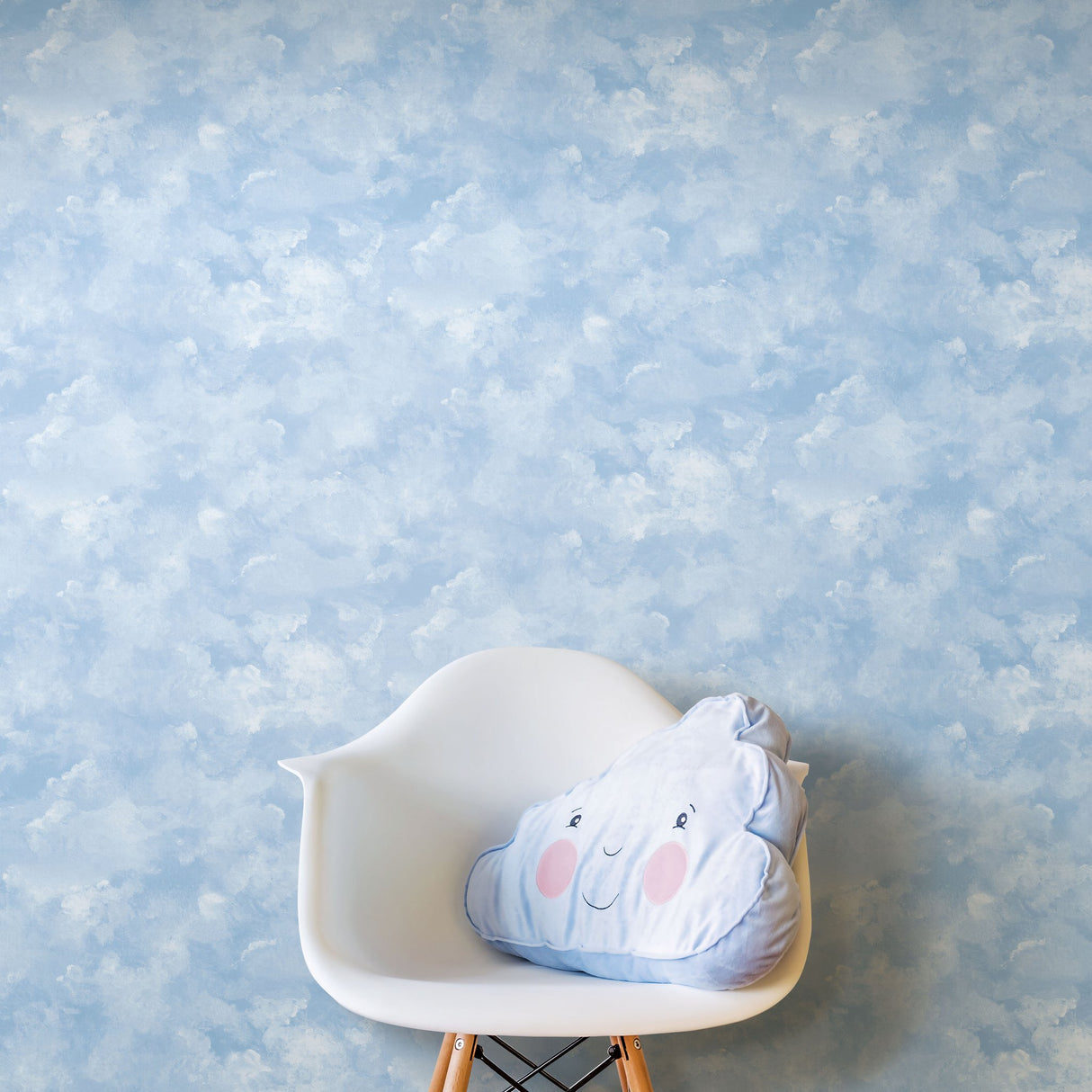 Atrium Clouds Blue Peel & Stick Wallpaper with Matte Sky Cloud Motif - York PSW1211RL