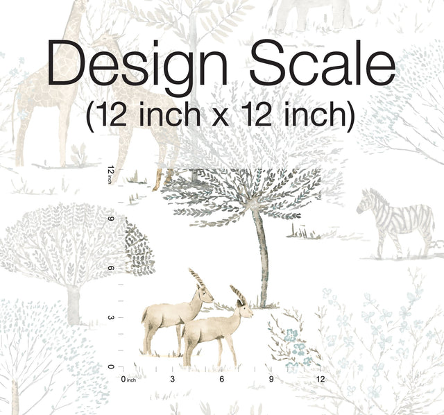 On the Savanna Neutral Peel & Stick Wallpaper with Safari Animals Motif - York PSW1212RL