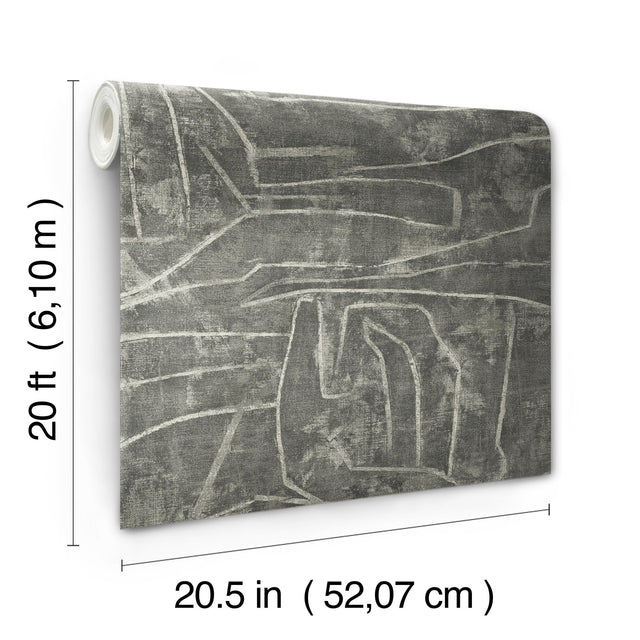 Urban Chalk Grey Peel & Stick Wallpaper with Geometric Graffiti Motif - York PSW1230RL