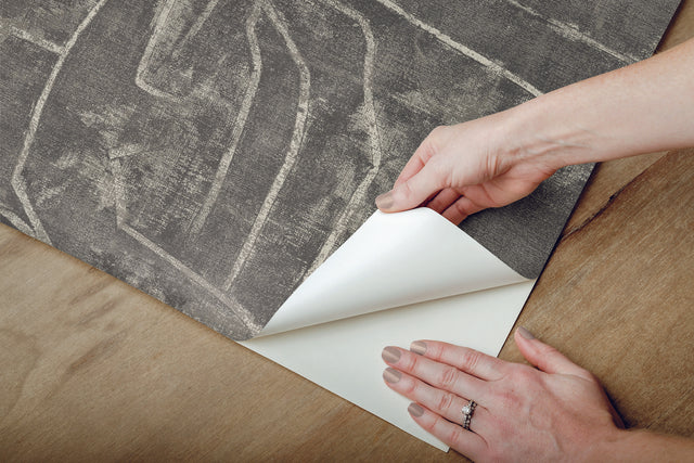 Urban Chalk Grey Peel & Stick Wallpaper with Geometric Graffiti Motif - York PSW1230RL