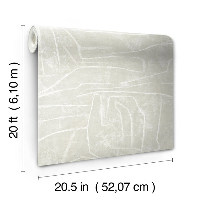 Urban Chalk Beige Peel & Stick Wallpaper with Geometric Chalk Motif - York PSW1231RL