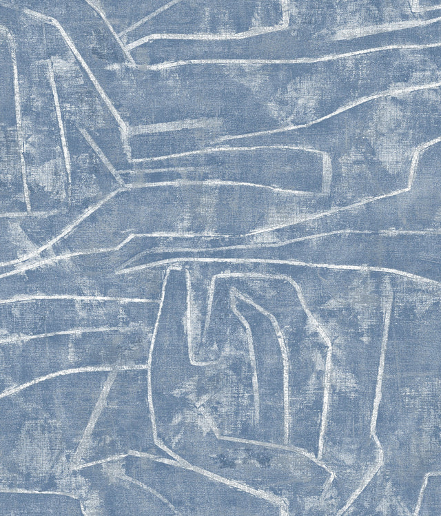 Urban Chalk Blue Peel & Stick Wallpaper with Geometric Chalk Motif - York PSW1232RL