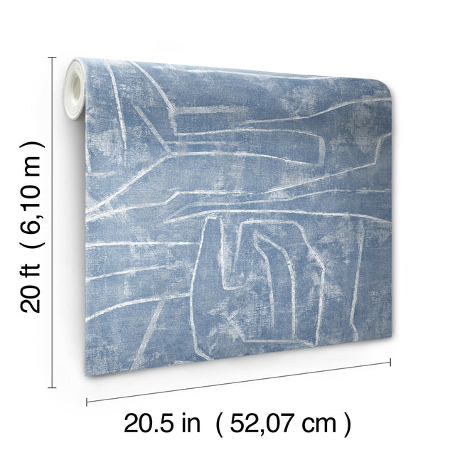 Urban Chalk Blue Peel & Stick Wallpaper with Geometric Chalk Motif - York PSW1232RL