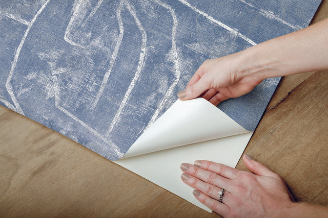 Urban Chalk Blue Peel & Stick Wallpaper with Geometric Chalk Motif - York PSW1232RL