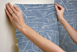 Urban Chalk Blue Peel & Stick Wallpaper with Geometric Chalk Motif - York PSW1232RL